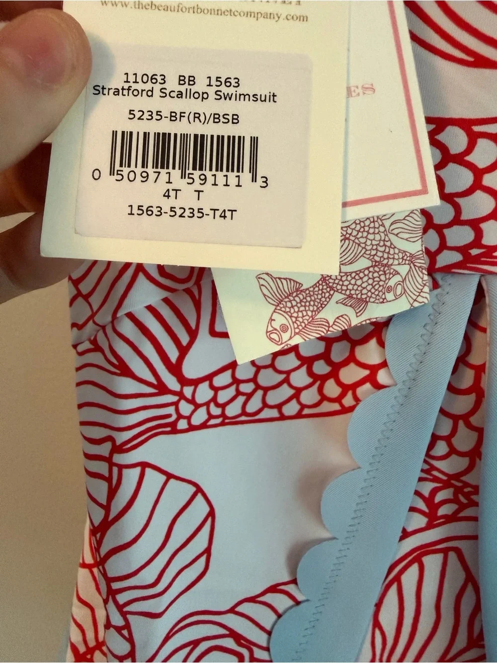 The Beaufort Bonnet Company x Dorothy Draper Red & White Fish Print Swimsuit